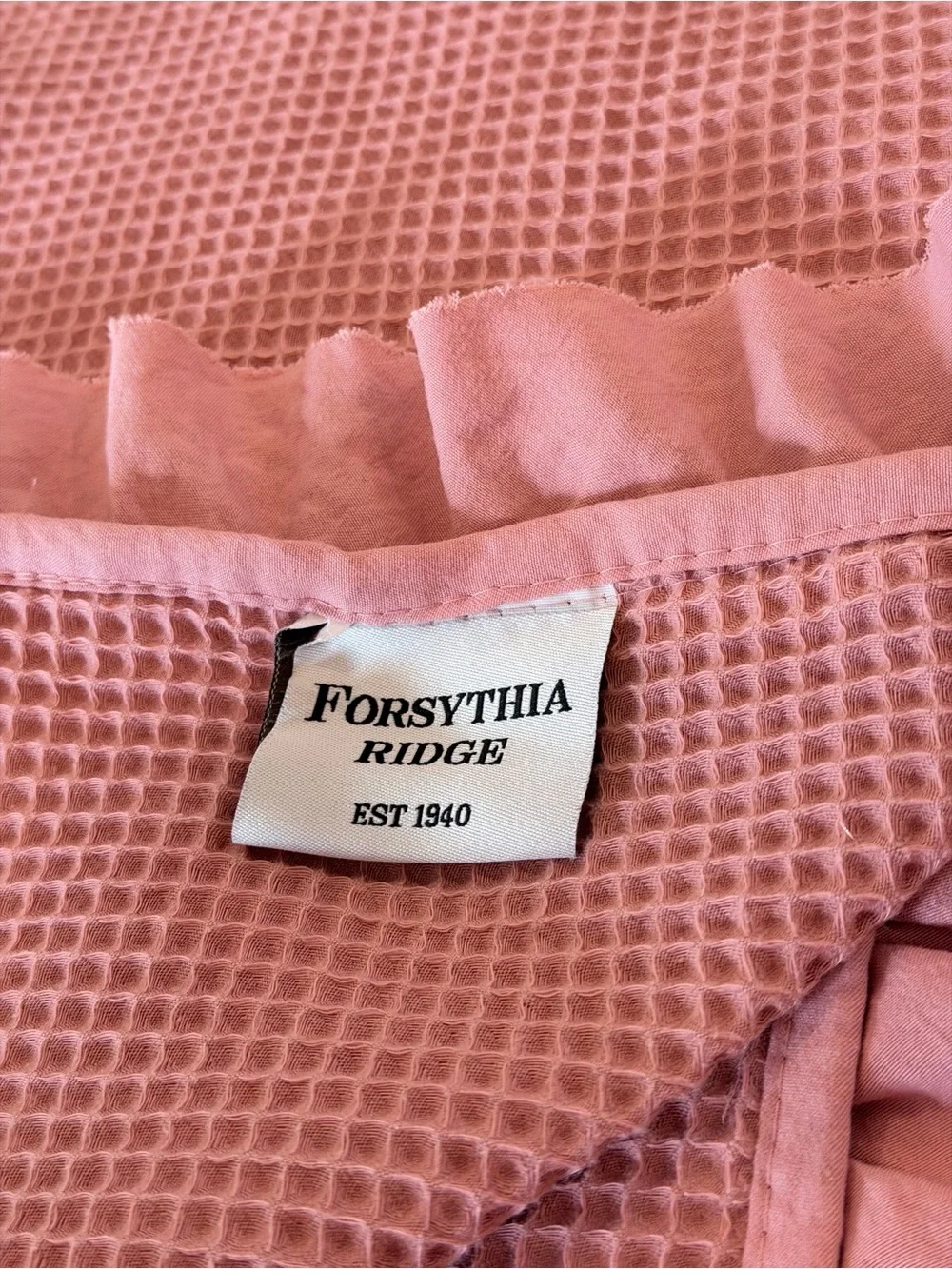 Forsythia Ridge Pink Waffle Weave Knit Throw. 50”X60”. Dusty Rose | Blanket